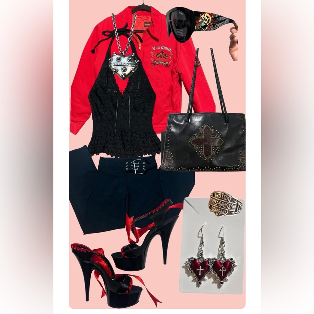Von Dutch Classic and Vintage Gas Station Jacket in Red - Picture 5 of 5